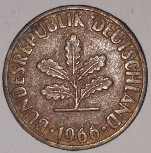 1966 D - 10 PFENNIG - TEN PFENNIG - GERMANY - FEDERAL REPUBLIC - (Brass Clad Steel) KM# 108